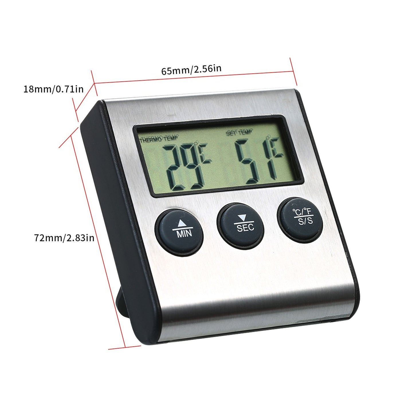 Kitchen BBQ Grill Food LCD Digital Thermometer 0~250°C with Alarm Timer Function (without Certification)