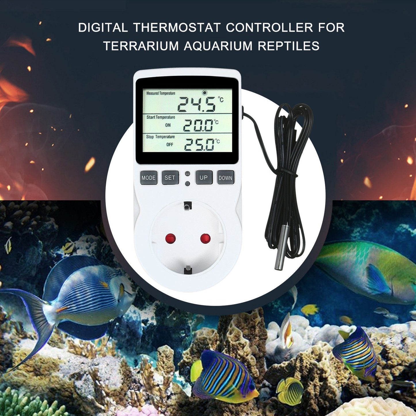 Uniqkart for Greenhouse Seed Germination Digital Thermostat Temperature Controlled with Timer and Probe - EU Plug