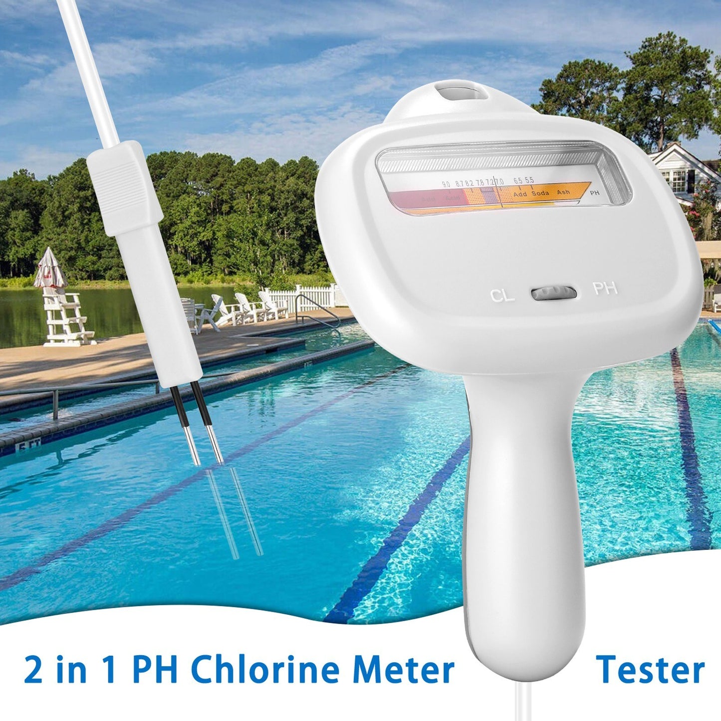 PC102C 2-in-1 Swimming Pool Water Quality Tester Portable PH Test Pen CL2 Chlorine Detector