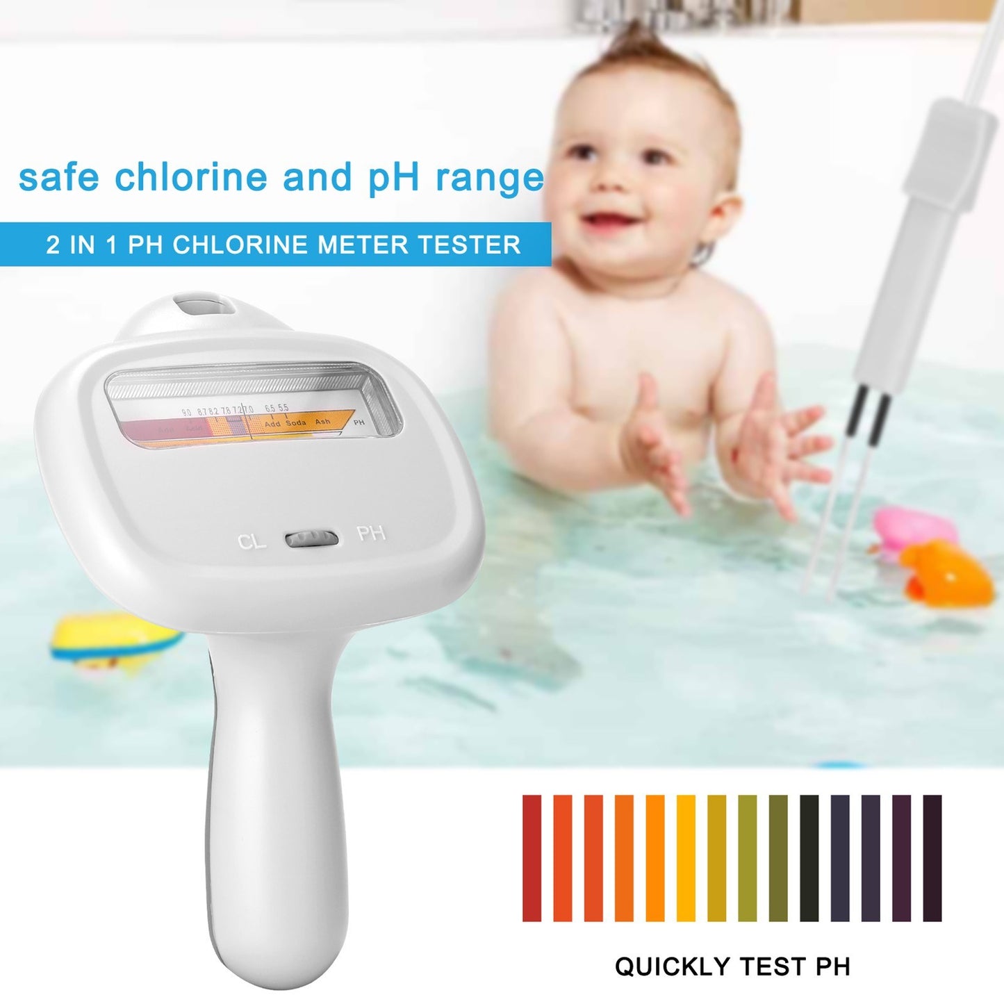 PC102C 2-in-1 Swimming Pool Water Quality Tester Portable PH Test Pen CL2 Chlorine Detector