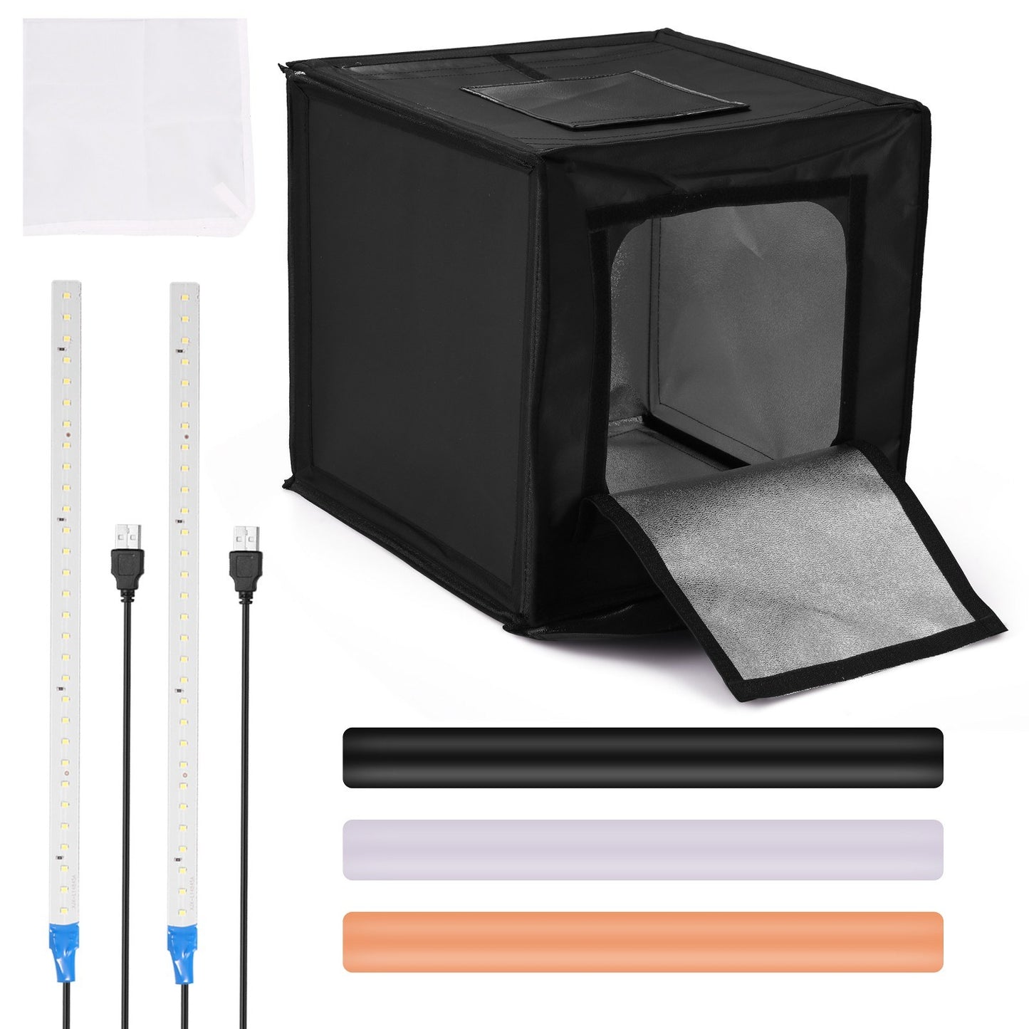 Folding Structure Design 0.4m LED Light Soft Box Set Portable Photo Lighting Modifier Photography Accessory Softbox with Backdrops