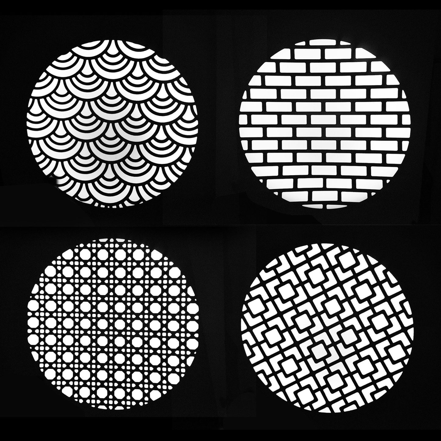 Uniqkart 8pcs/set Graphics Cards Metal Plates with Hollow Patterns for Optical Snoot Conical Focalize Condenser Art Special Effects Shaped Beam Light Photography Light Accessories - Chinese Style