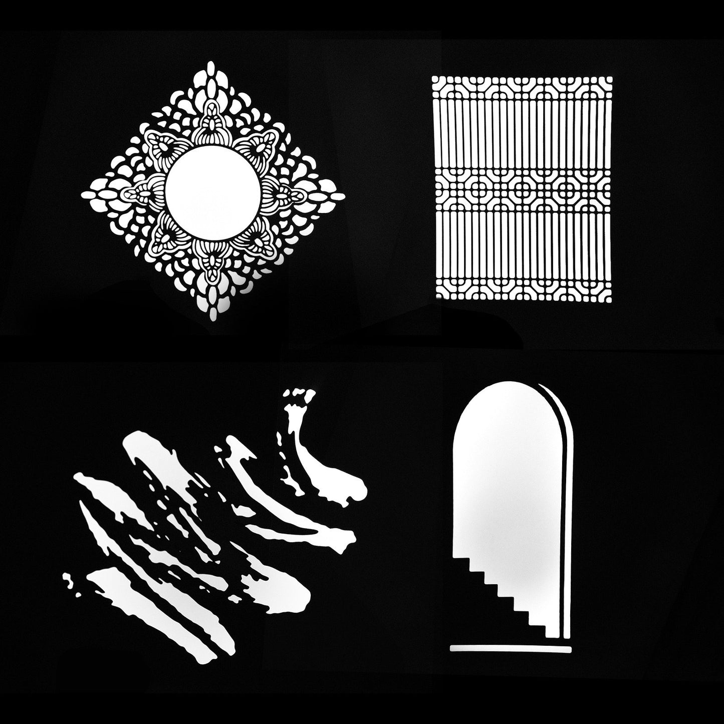 Uniqkart 8pcs/set Graphics Cards Metal Plates with Hollow Patterns for Optical Snoot Conical Focalize Condenser Art Special Effects Shaped Beam Light Photography Light Accessories - Chinese Style