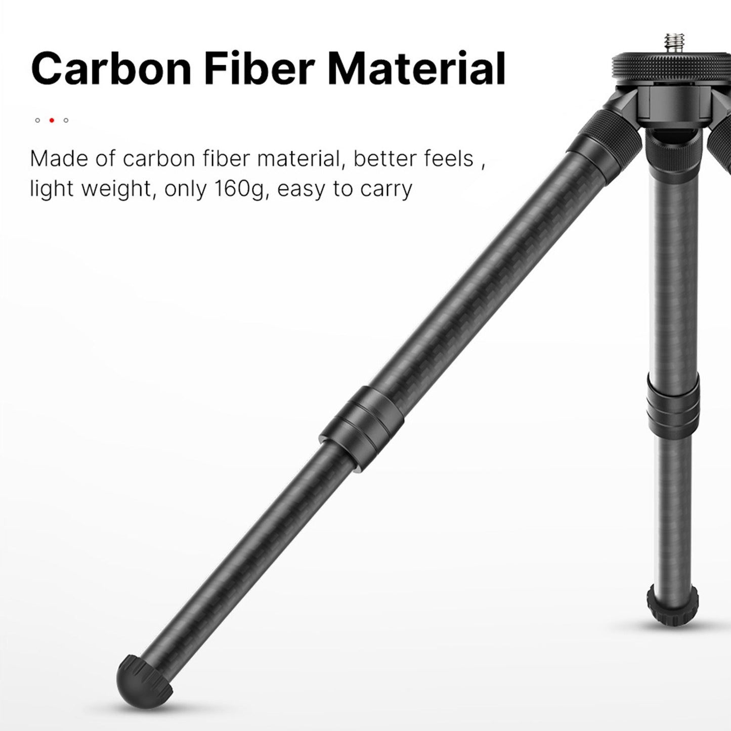 Uniqkart Lightweight Extendable Carbon Fibe Table Tripod Stand 2-height 2-angle Adjustable with Universal 1/4 Interface for DSLR SLR Phone Holder