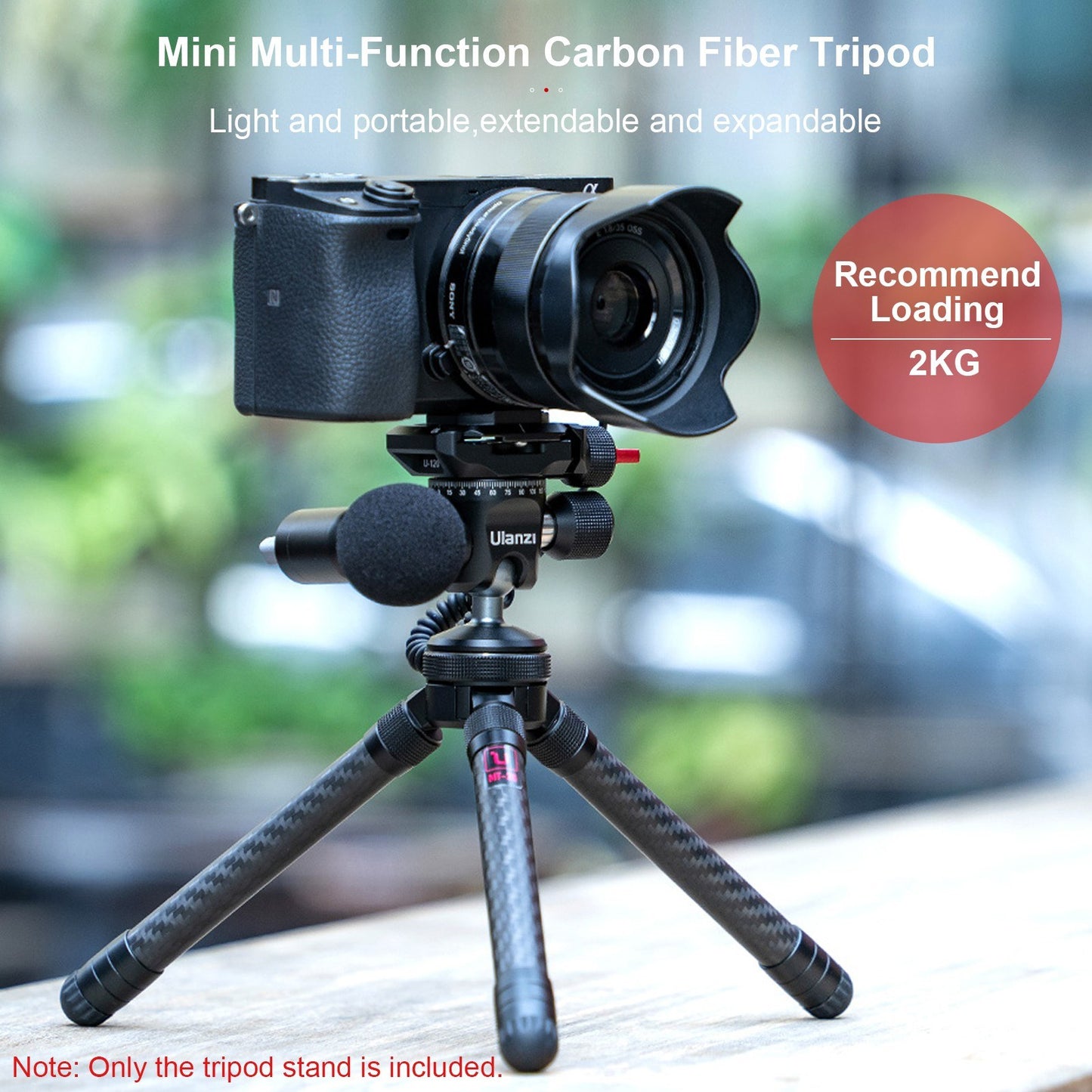 Uniqkart Lightweight Extendable Carbon Fibe Table Tripod Stand 2-height 2-angle Adjustable with Universal 1/4 Interface for DSLR SLR Phone Holder