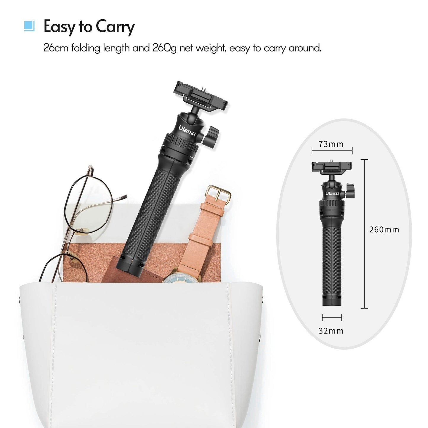 ULANZI MT-34 Portable Extendable Selfie Stick Tripod Handheld Photography Bracket Desktop Tripod Stand 360 Degree Rotatable Ballhead Adapter for Vlog Selfie Live Streaming