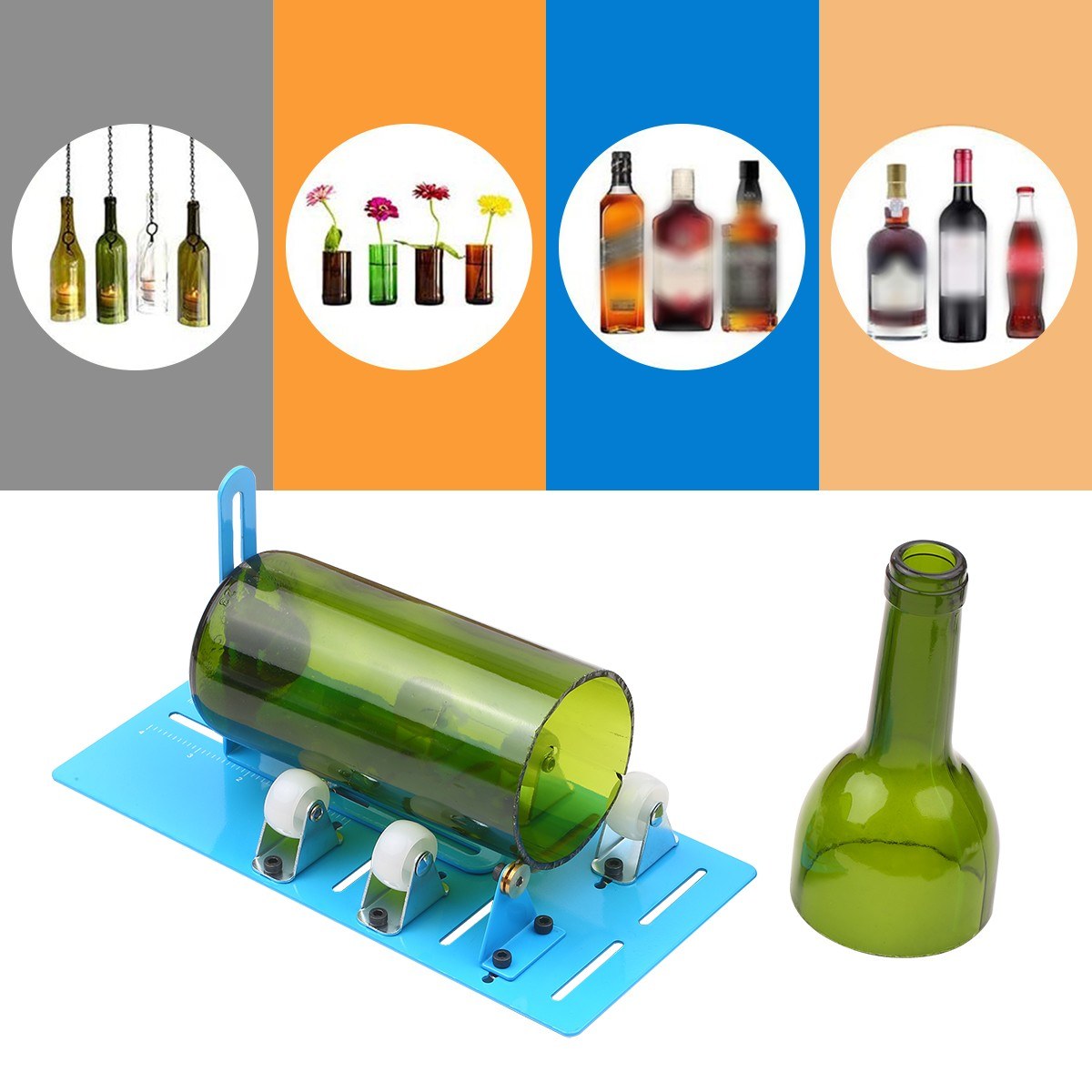 Upgrade Glass Round Bottles Cutter Bottle Cutting DIY Machine Alcohol with Scale - Type A
