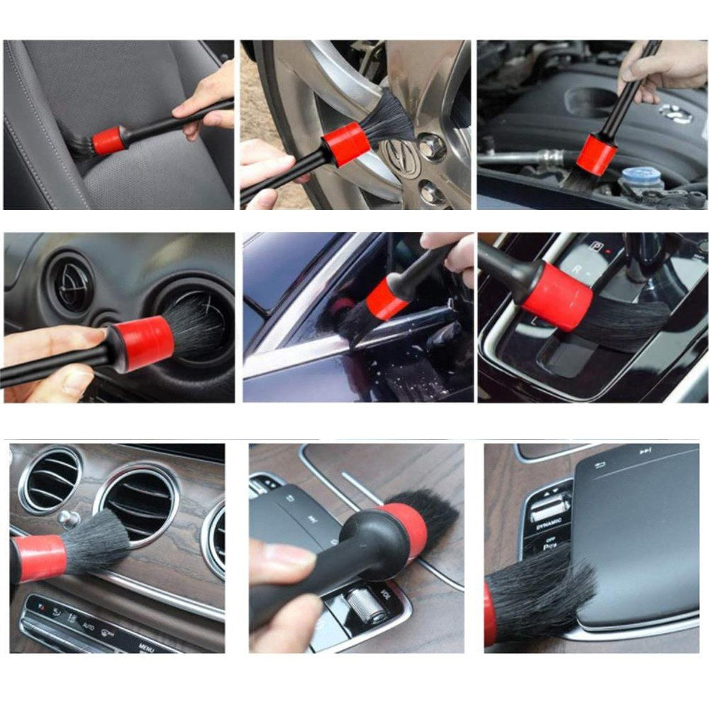 9Pcs Car Cleaner Brush Set Including Premium Detail Brush, Wire Brush and Car Wash Mitt