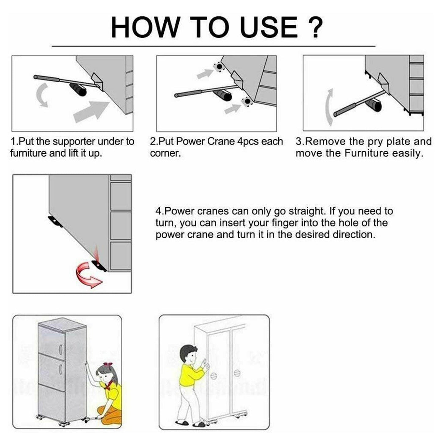 5PCS Heavy Furniture Moving Lifter Easy-move Tool with 4 Slide Glider Wheel - Red