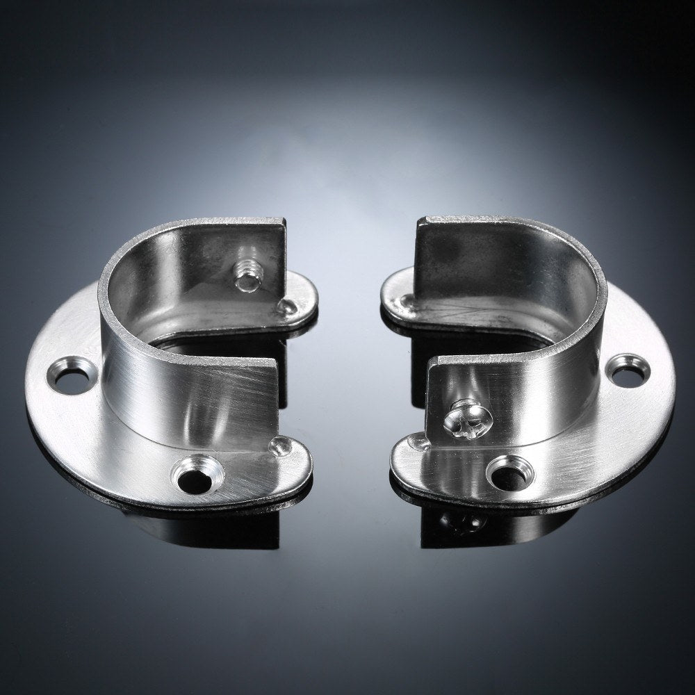2pcs Anti-corrosion Closet Pole Sockets Set of 2pcs U-shape Rod Socket Stainless Steel Closet Rod Holder Support