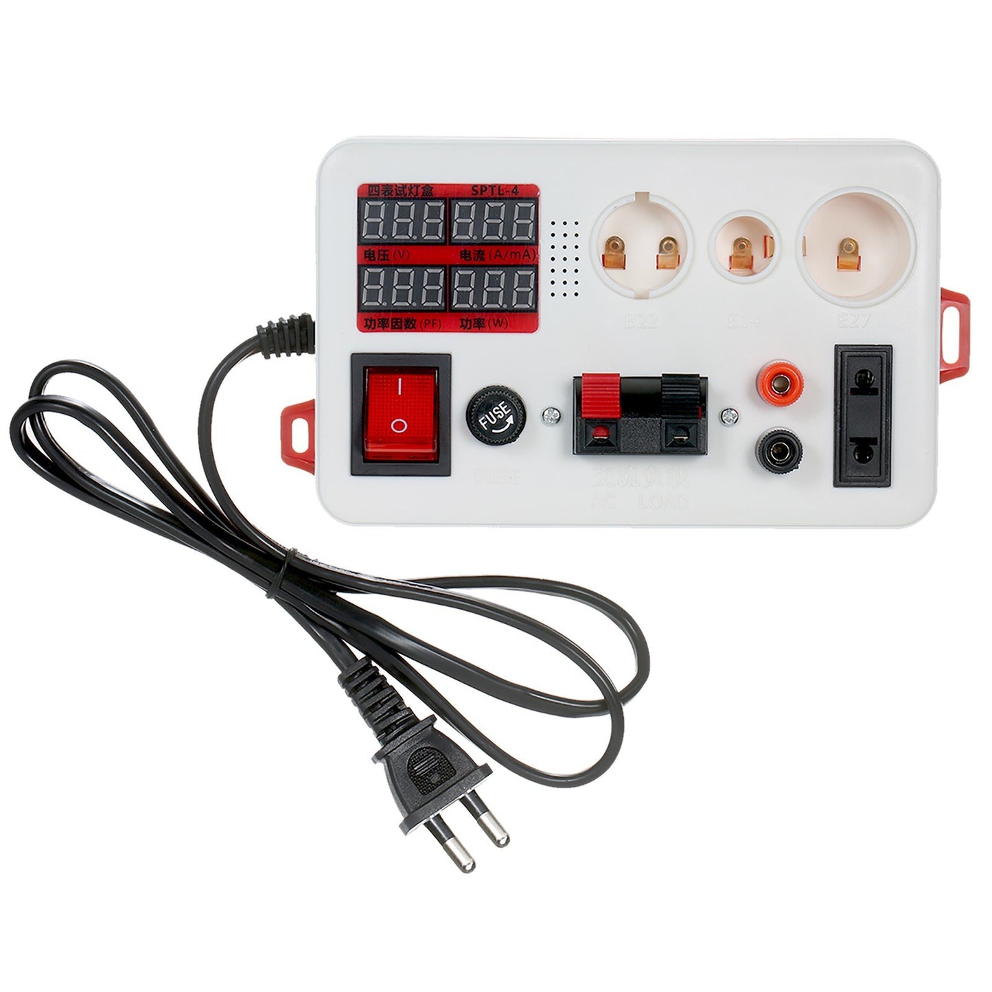 LED Power Lamp Tester Box Test Clamp Electric Power Meter for Bulb Lamp Electric Parameter Measurement - EU Plug