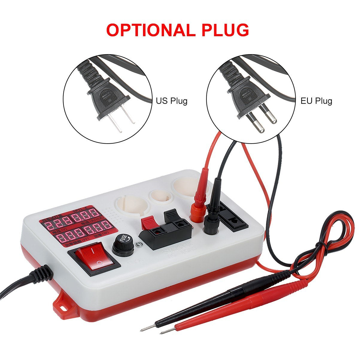 LED Power Lamp Tester Box Test Clamp Electric Power Meter for Bulb Lamp Electric Parameter Measurement - EU Plug