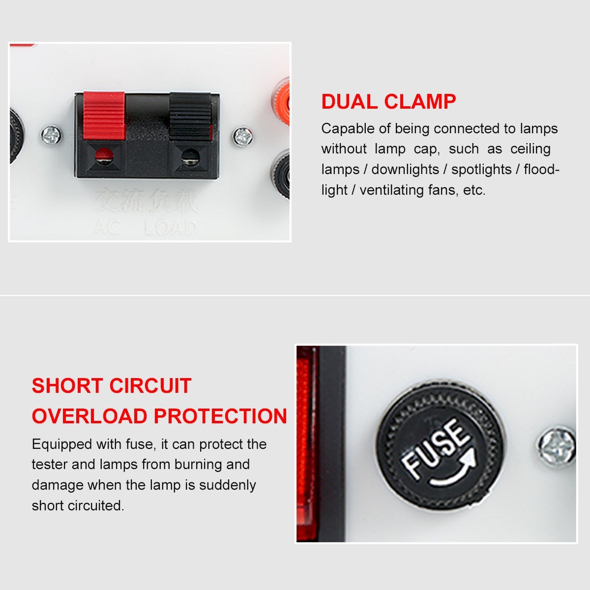 LED Power Lamp Tester Box Test Clamp Electric Power Meter for Bulb Lamp Electric Parameter Measurement - EU Plug