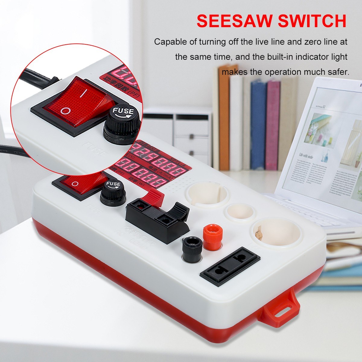 LED Power Lamp Tester Box Test Clamp Electric Power Meter for Bulb Lamp Electric Parameter Measurement - EU Plug