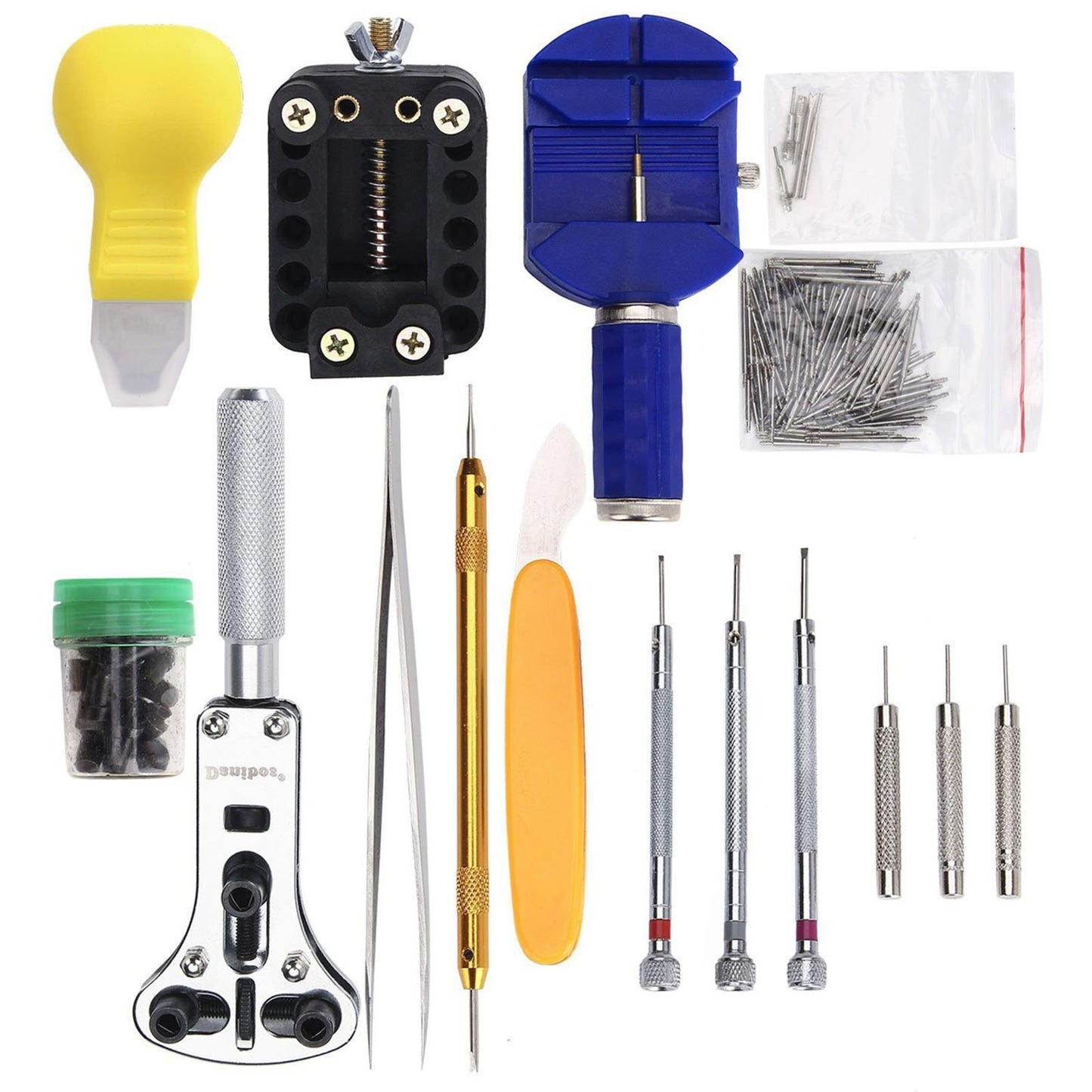 162 Sets Watch Repairings Tools Household Repairings Tools Removing Watch Back Cover Tools Replacing Watch Battery Tools Watchmaker Tools Kit