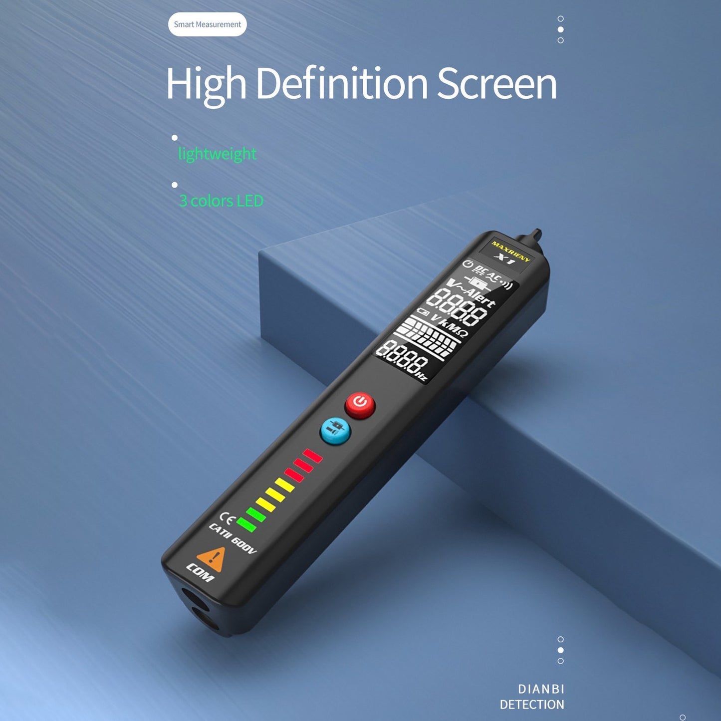 MAXRIENY LCD Display Screen Voltage Detector Multimeter Tester Non-contact Breakpoint Locate Live Wire Indicate Tools