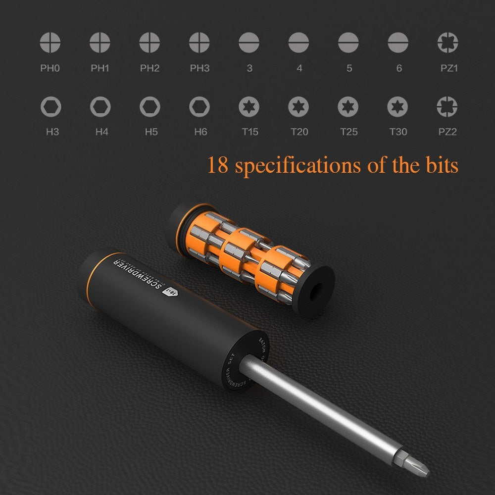 JIUXUN Screwdriver Set 18 in 1 Precision Screwdriver Bit Set with Nut Driver/Wheel Storage Design Repair Tool