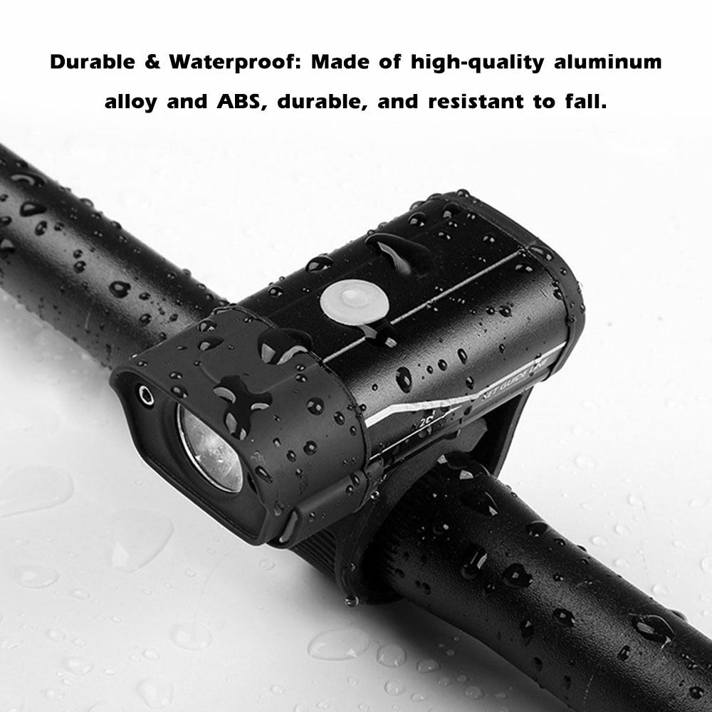 5 Modes Bicycle Headlight USB Rechargeable Aluminum Alloy Warning Light Waterproof Bike Front Light