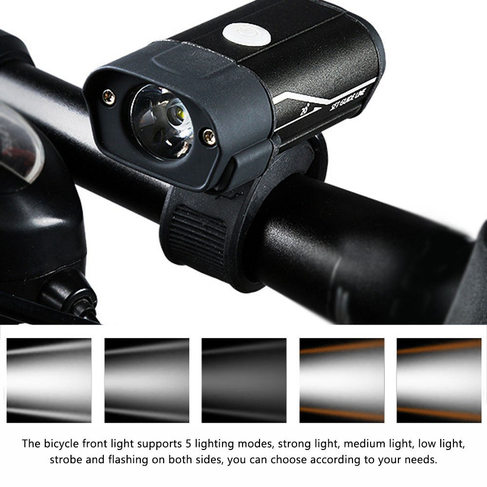 5 Modes Bicycle Headlight USB Rechargeable Aluminum Alloy Warning Light Waterproof Bike Front Light