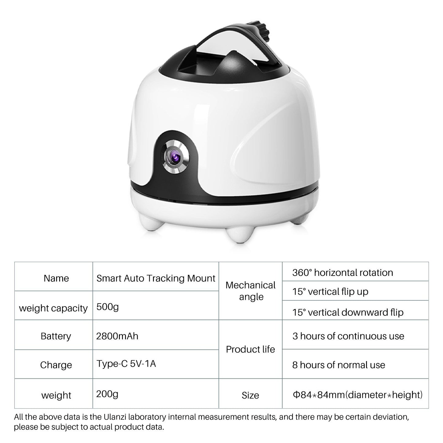 Uniqkart Smart Auto Tracking Mount Pan Phone Holder 360 Degrees Rotation Built-in Rechargeable Battery for Vlog Selfie Video Live Streaming