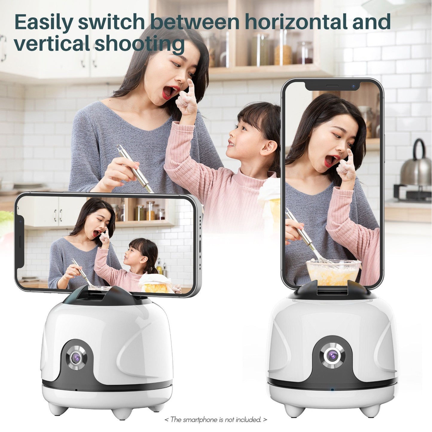 Uniqkart Smart Auto Tracking Mount Pan Phone Holder 360 Degrees Rotation Built-in Rechargeable Battery for Vlog Selfie Video Live Streaming