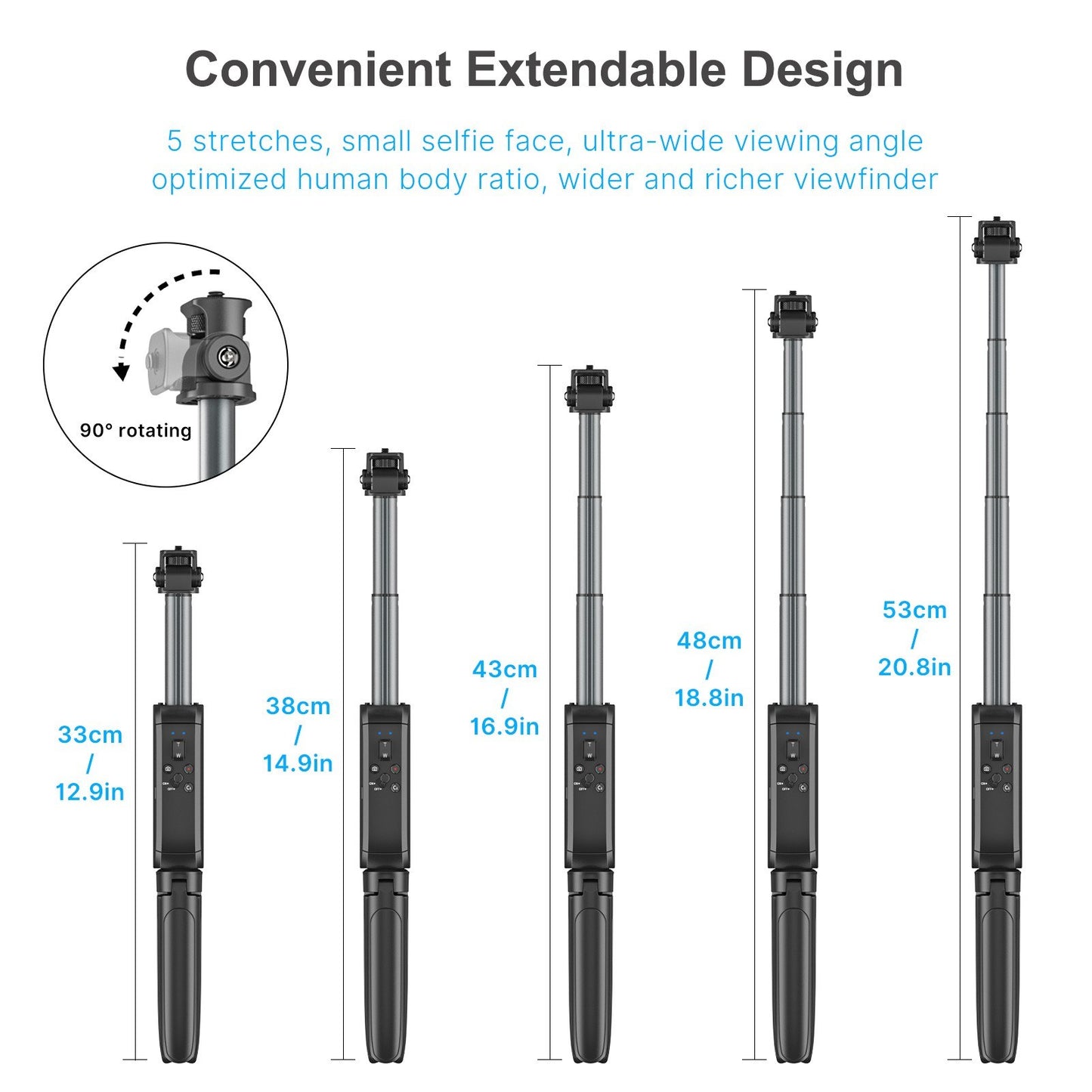 ULANZI MT-40 Portable Extendable Selfie Stick Tripod Handheld Photography Bracket Desktop Tripod Stand with Wireless Remote Shutter for Vlog Selfie Live Streaming Video