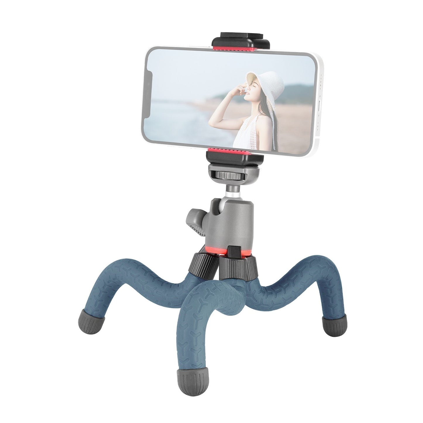 ULANZI MT-19 Phone Octopus Tripod Mount Flexible Adjustable 1.5KG Payload with 360 Degrees Swivel Ball Head Cold Shoe Support Horizontal Vertical Shooting - Dark Blue