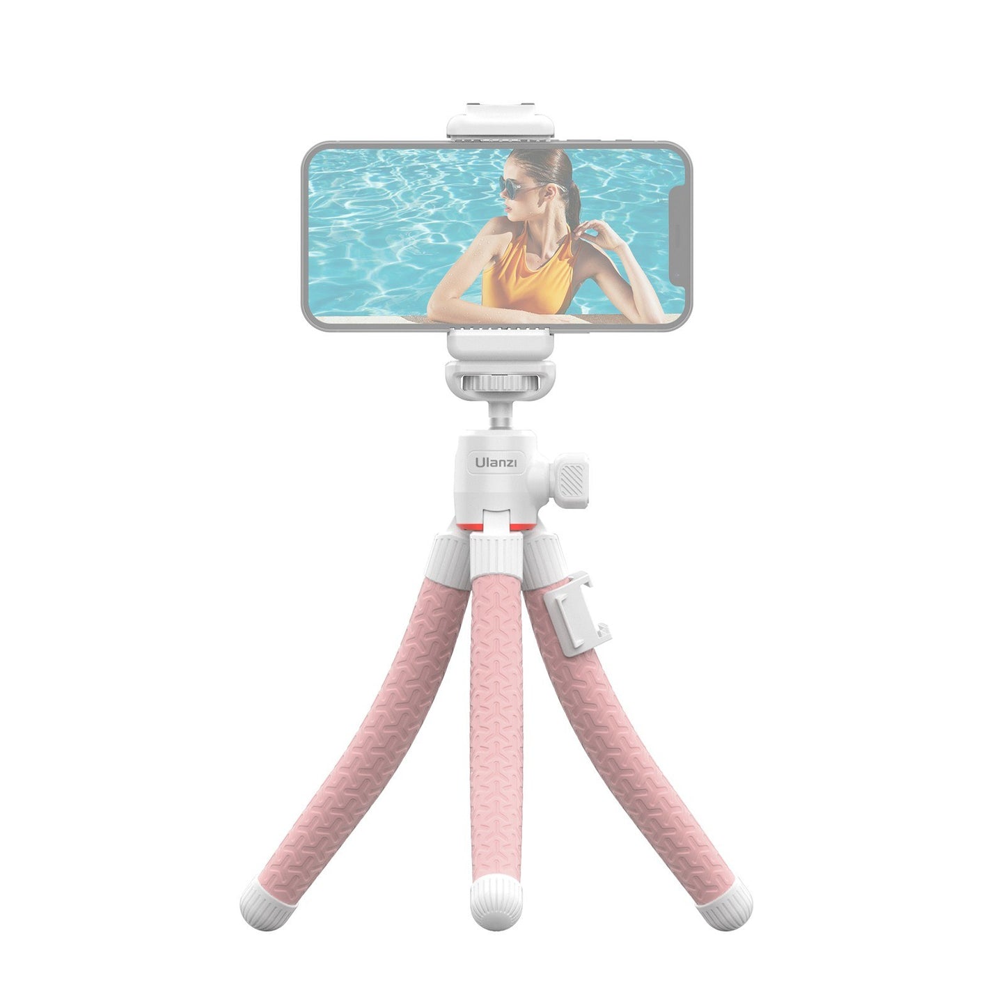 ULANZI Phone Octopus Tripod Mount Flexible Adjustable 1.5KG Payload with 360 Degrees Swivel Ball Head Cold Shoe Support Horizontal Vertical Shooting - Pink