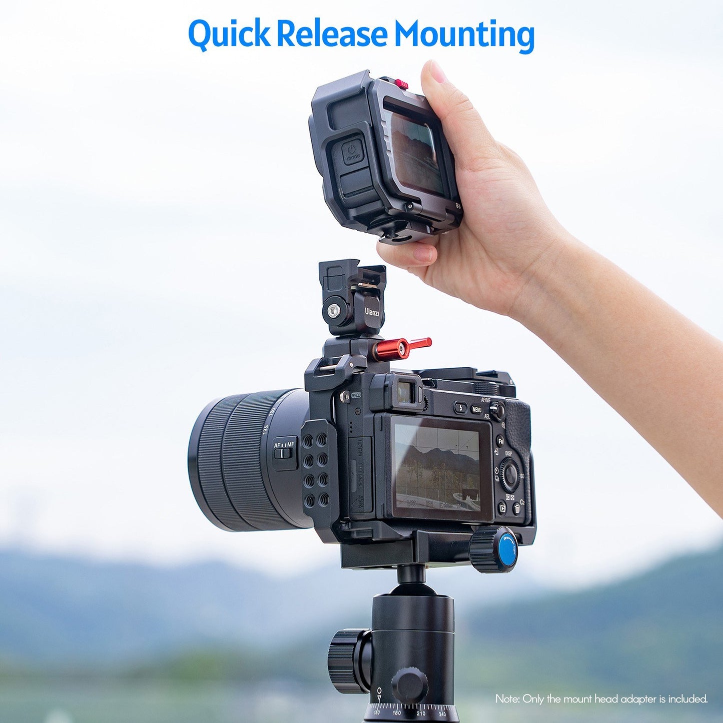 ULANZI R082 Mini Monitor Quick Release Mount Adapter Head 1.5KG Payload with Quick Release Plate One Key Unlock Rotatable Tilt for Monitor Camera Mounting