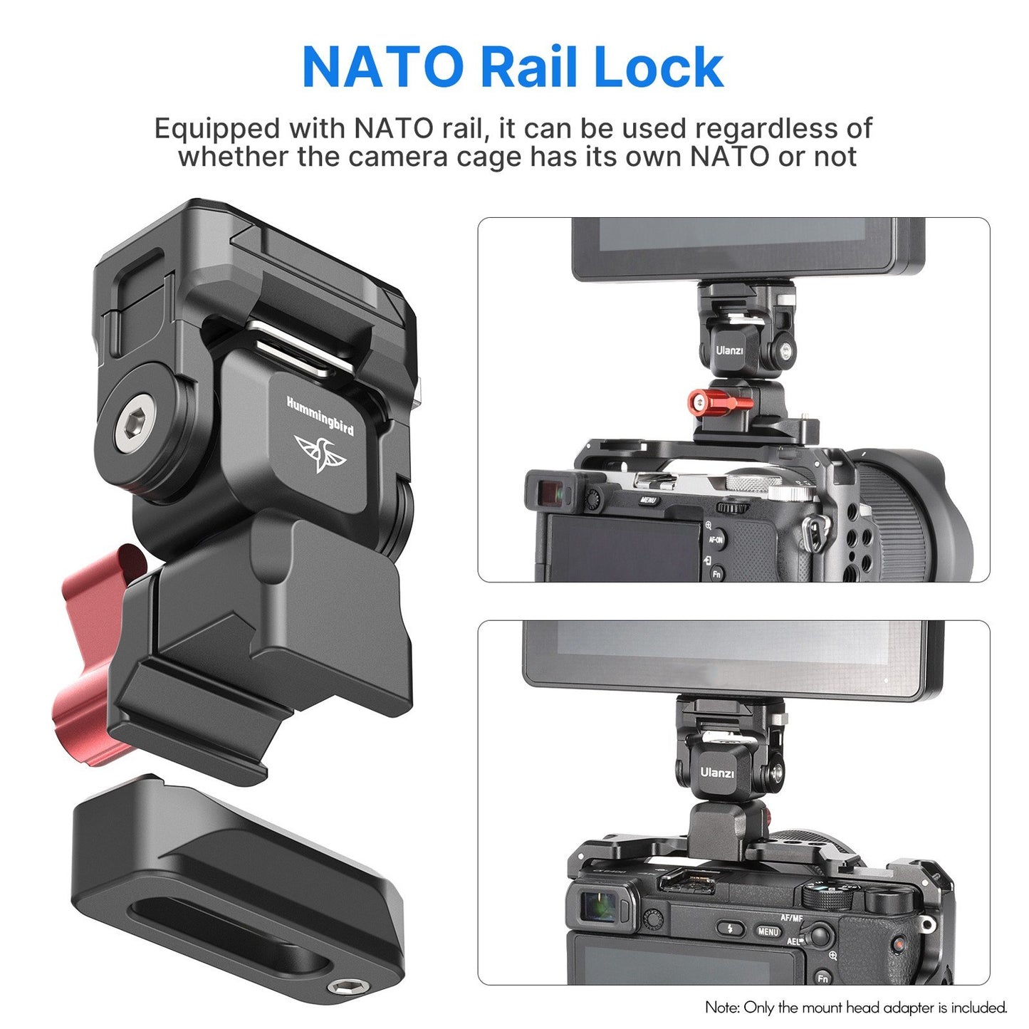 ULANZI R082 Mini Monitor Quick Release Mount Adapter Head 1.5KG Payload with Quick Release Plate One Key Unlock Rotatable Tilt for Monitor Camera Mounting