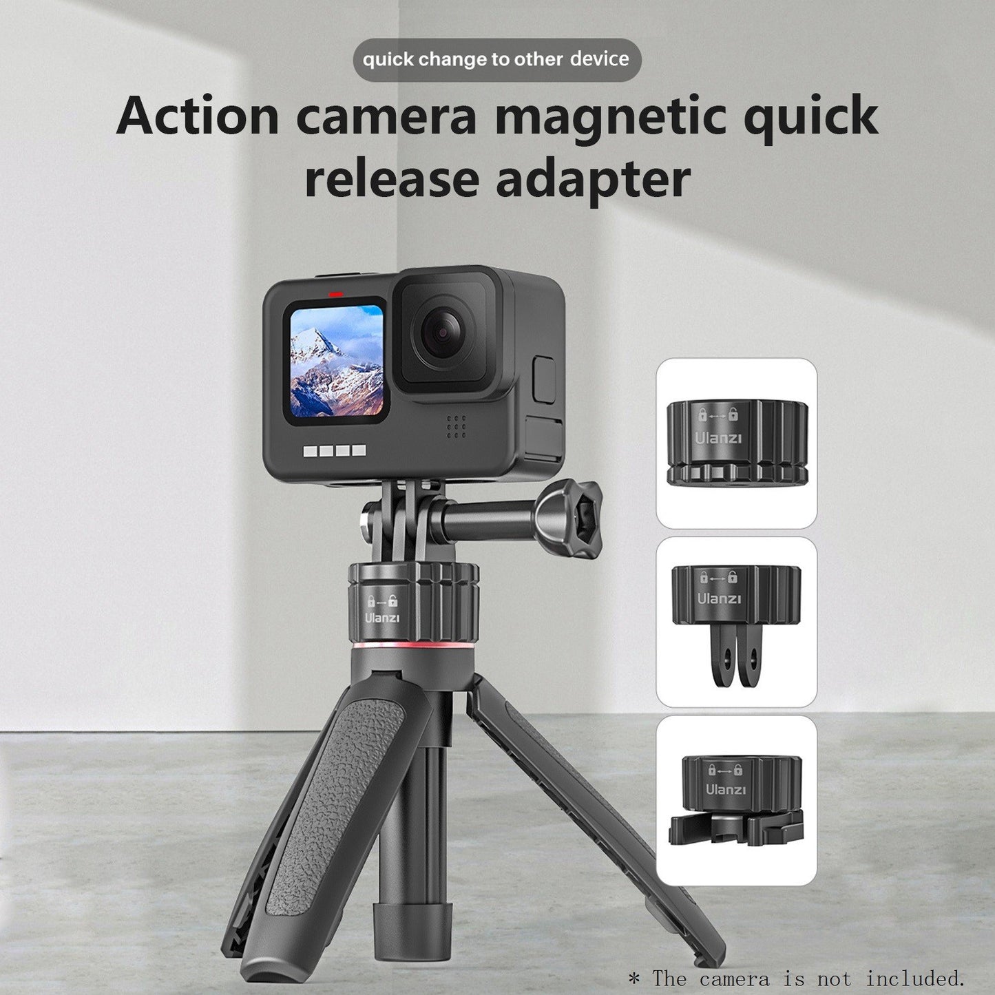 ULANZI GO-QUICK Aluminum Pocket Tripod Professional Selfie Stick Tripod with 1/4 Inch Quick Release Screw Hole Adapter Dual Interface for Live Streaming Vlog Video - Black