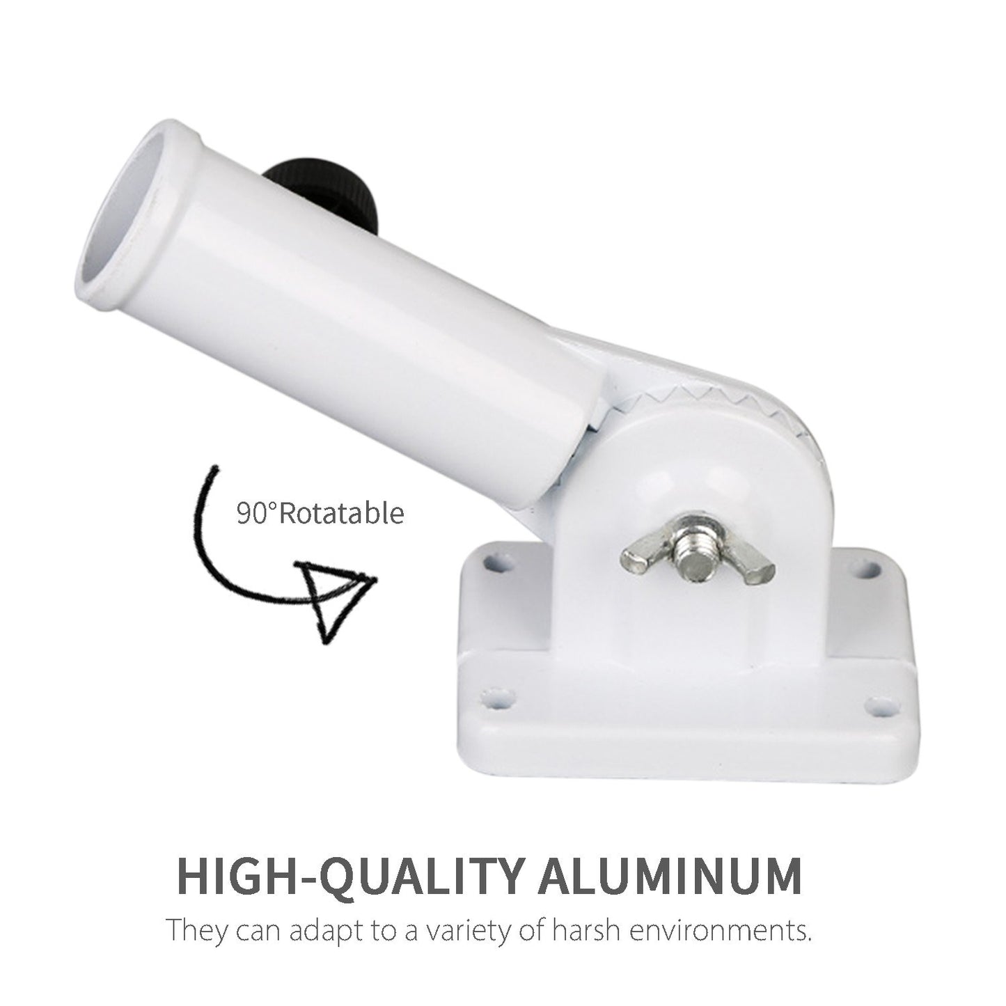 90-degree Adjustable Wall Flag Pole Base Mounting Bracket with Hardware Aluminum Flag Holder Bracket