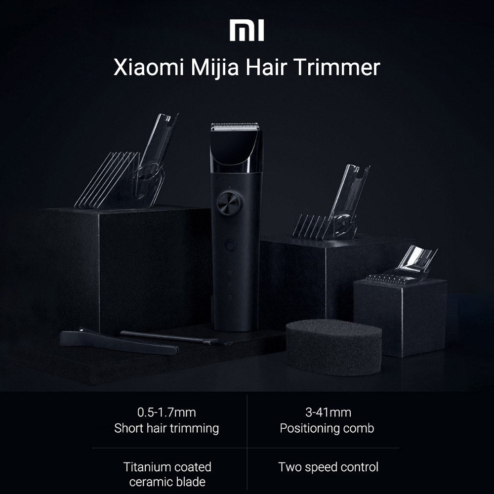 XIAOMI Mijia Hair Trimmer Electric Hair Cutter Wireless Hair Clipper Titanium-coated Ceramic Blade with Multiple Positioning Comb IPX7 Waterproof Clipper