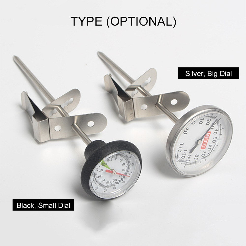 Coffee Thermometer Quick-display Analog Dial Thermometer -10~100 Degrees Celsius Temperature Gauge Dial SS Probe Instant Read