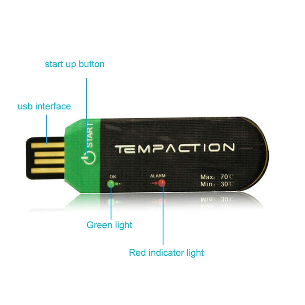 1 PCS Disposable Portable USB Vegetable Fruit Cold Chains Transport Temperature Data Logger Recorder Storage Temperature Monitoring 42000 Points IP67 Automatically PDF Data Logger