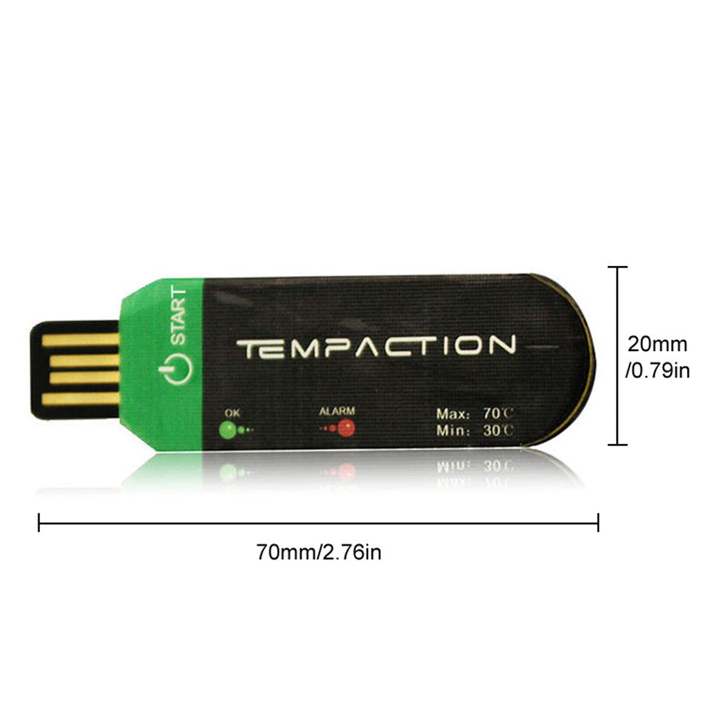 1 PCS Disposable Portable USB Vegetable Fruit Cold Chains Transport Temperature Data Logger Recorder Storage Temperature Monitoring 42000 Points IP67 Automatically PDF Data Logger