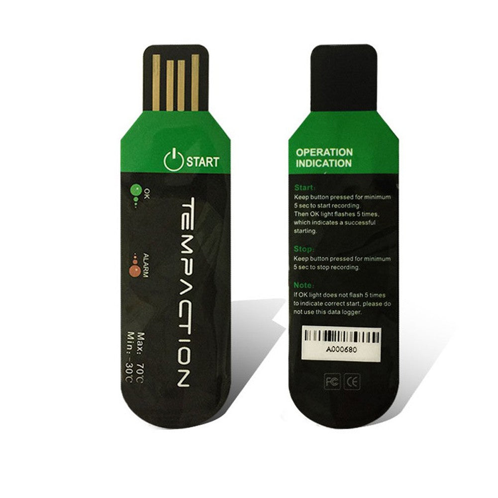 1 PCS Disposable Portable USB Vegetable Fruit Cold Chains Transport Temperature Data Logger Recorder Storage Temperature Monitoring 42000 Points IP67 Automatically PDF Data Logger