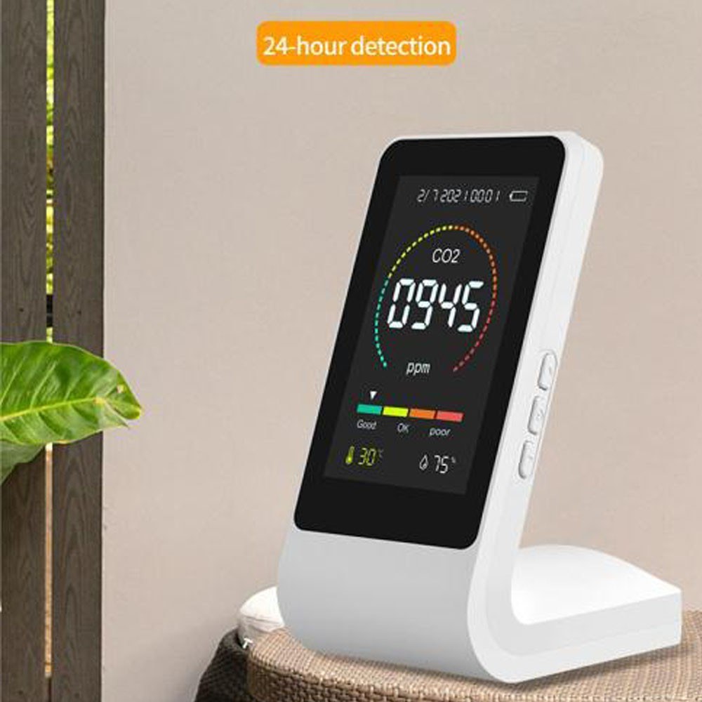 Smart Air Quality Monitor 5-in-1 CO2 Meter Digital Temperature Humidity Tester Tester Indoor Outdoor Air Pollution TVOC HCHO Detector