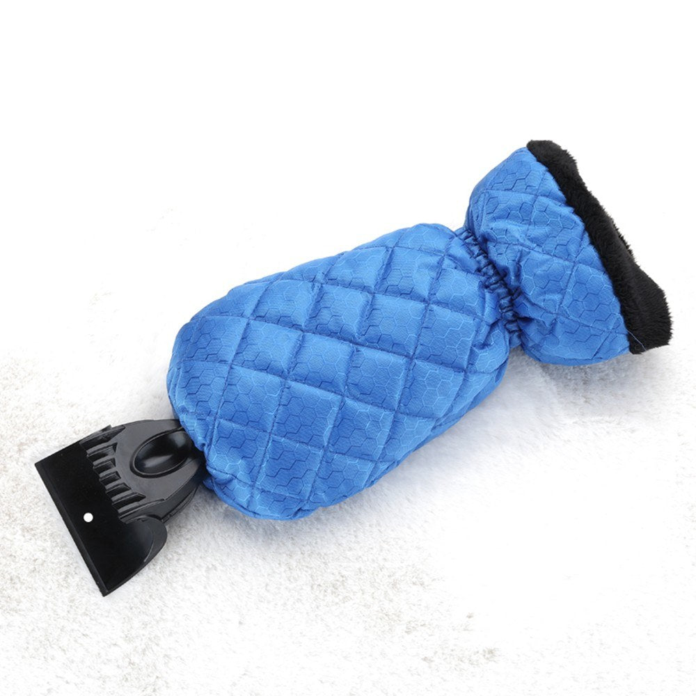 Uniqkart for Car Vehicle-mounted Aluminum Alloy Retractable Snow Shovel Multifunctional Snow Scraping Car Cleaning Tool - Black Deicing Scraper/Blue Glove