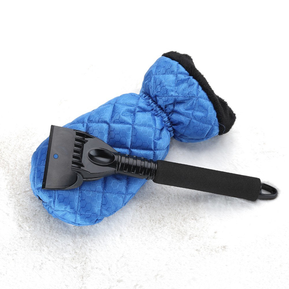 Uniqkart for Car Vehicle-mounted Aluminum Alloy Retractable Snow Shovel Multifunctional Snow Scraping Car Cleaning Tool - Black Deicing Scraper/Blue Glove