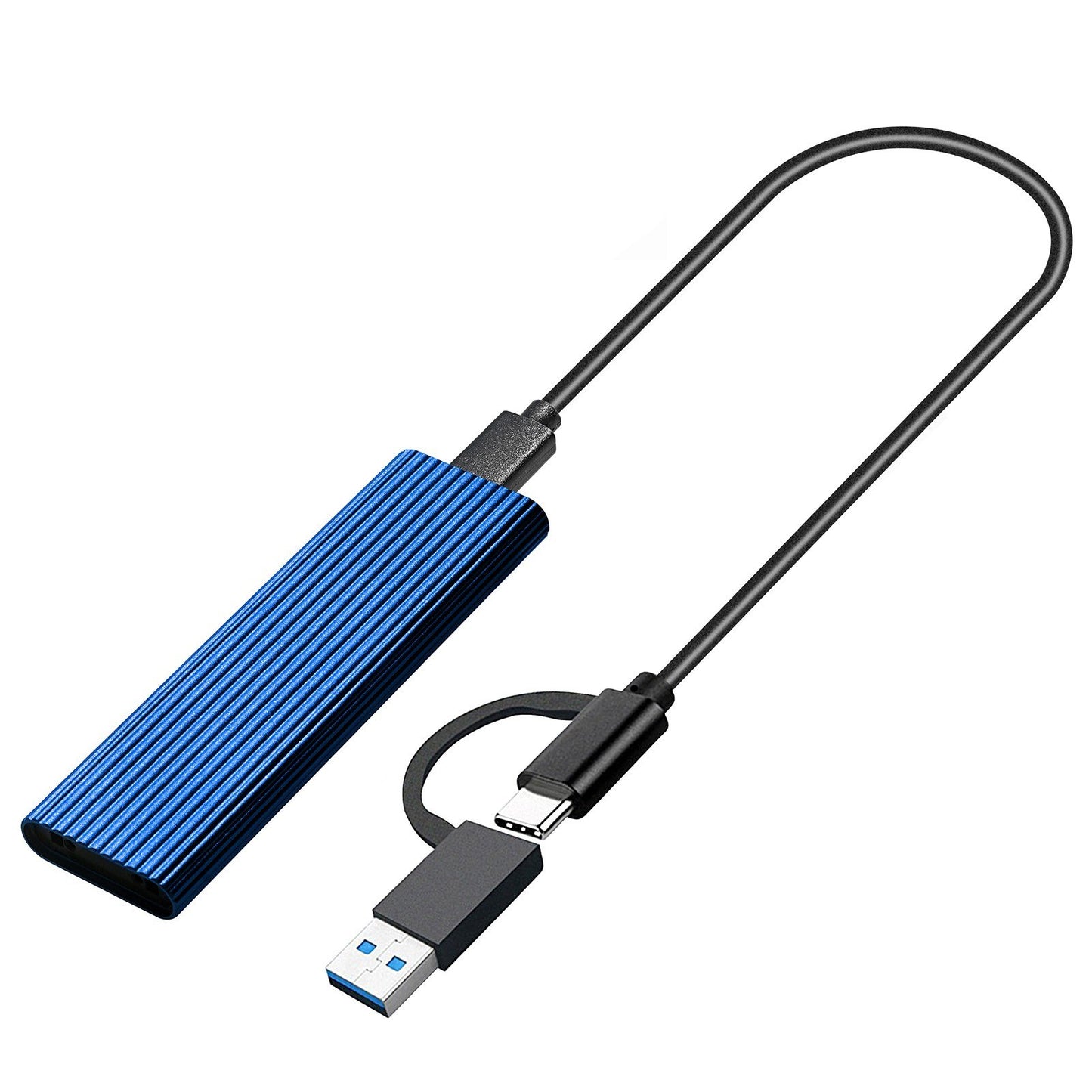 M.2 NVME/SATA Aluminum Alloy Hard Drive Enclosure 10Gbps High Speed Transmission Dual Protocol with OTG for M.2 SSD - Blue