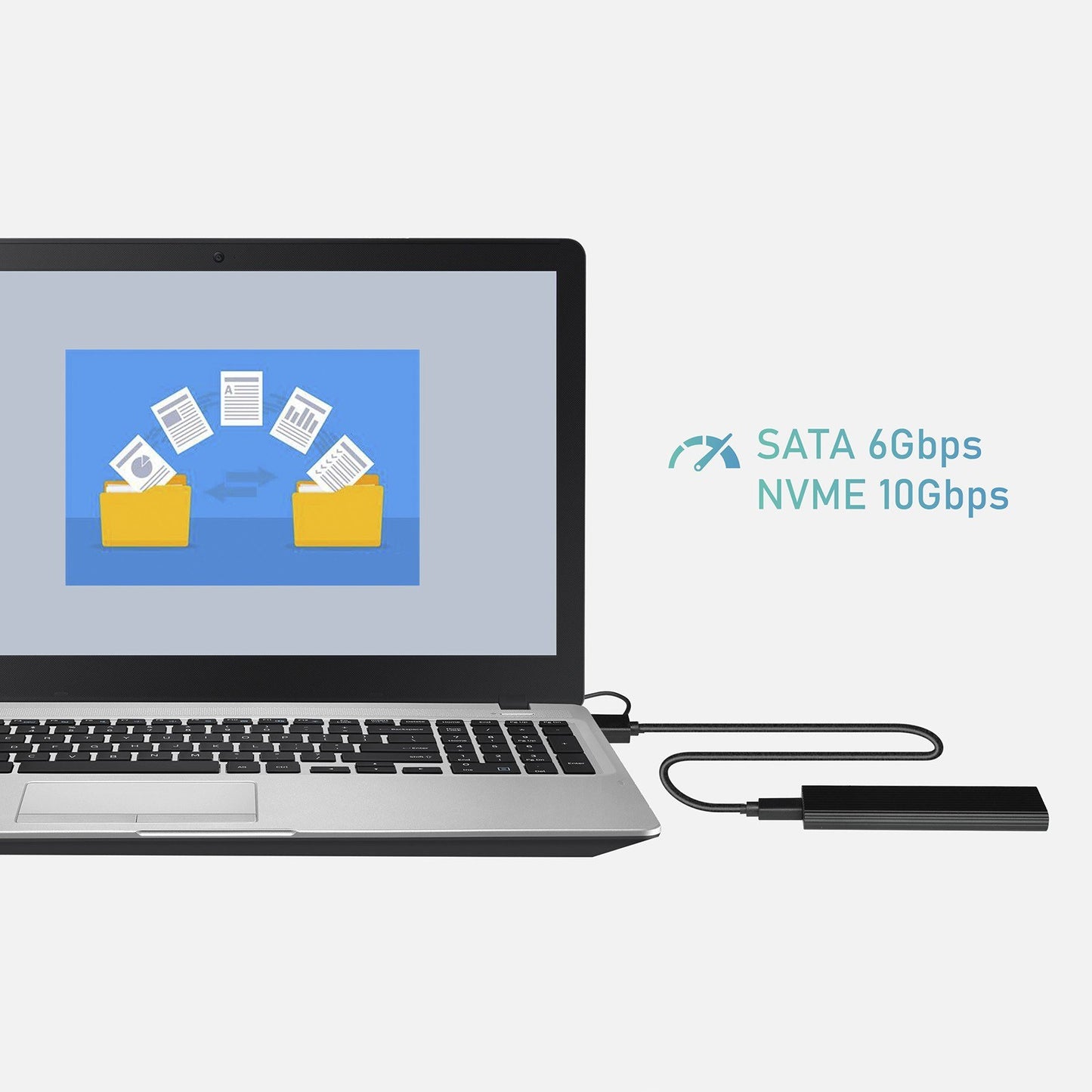 M.2 NVME/SATA Aluminum Alloy Hard Drive Enclosure 10Gbps High Speed Transmission Dual Protocol with OTG for M.2 SSD - Blue