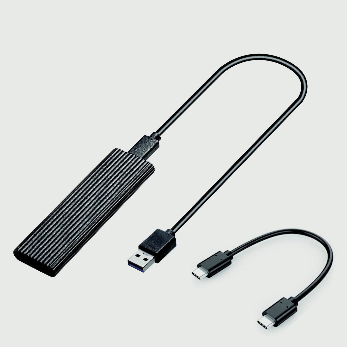 M.2 SATA NVME to USB 3.1 Hard Drive Enclosure Dual Protocol 10Gbps Transmission Portable Type-C External Enclosure Aluminum Alloy Shell with LED Light - Black