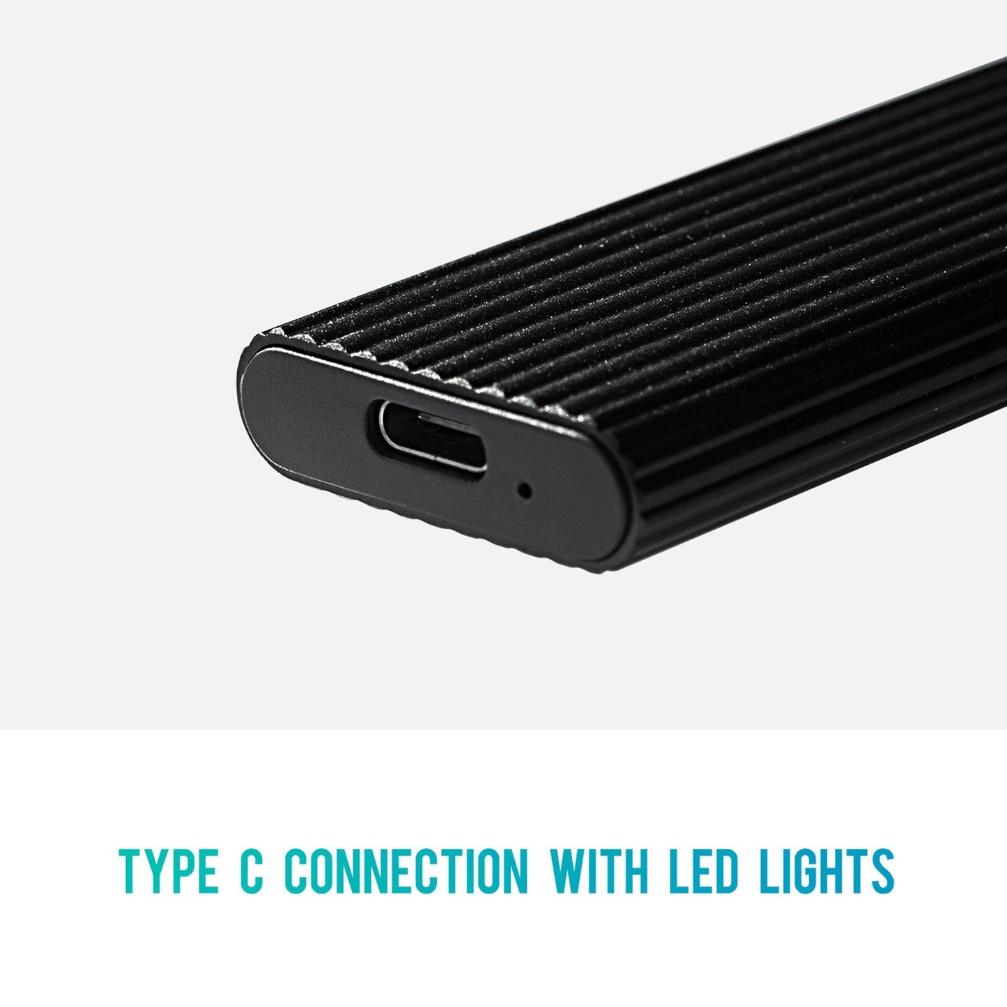 M.2 SATA NVME to USB 3.1 Hard Drive Enclosure Dual Protocol 10Gbps Transmission Portable Type-C External Enclosure Aluminum Alloy Shell with LED Light - Black