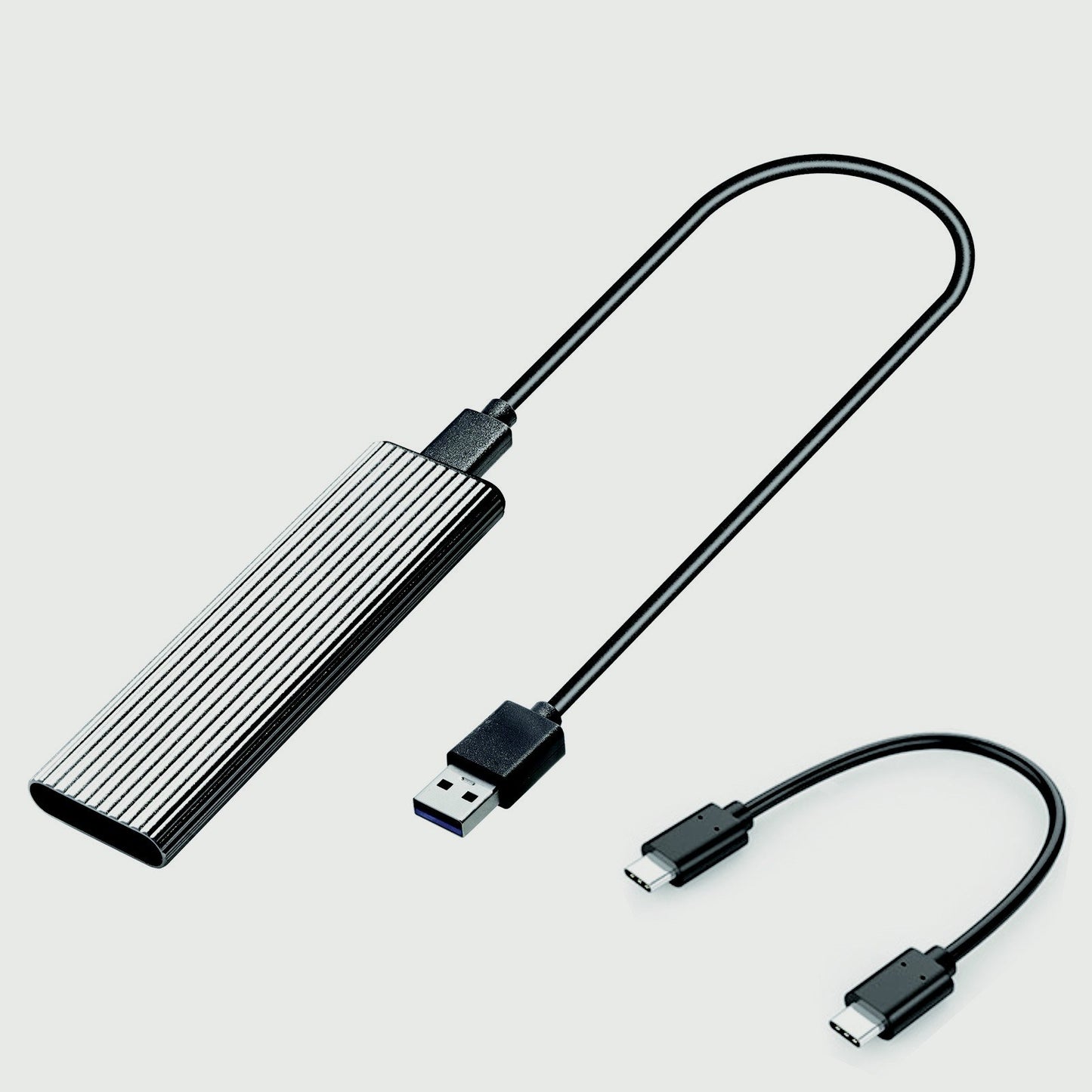 M.2 SATA NVME to USB 3.1 Hard Drive Enclosure Dual Protocol 10Gbps Transmission Portable Type-C External Enclosure Aluminum Alloy Shell with LED Light - Silver