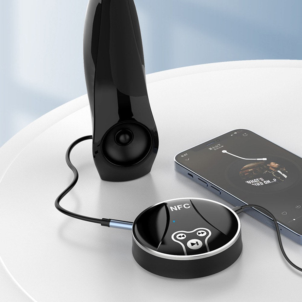 Mini BT Audio Transceiver 2-in-1 BT Audio Adapter with NFC Function Mutiple Ports for Home Car Stereo