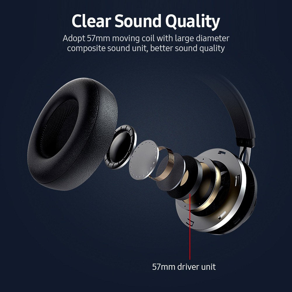 BLUEDIO BT5 Head-mounted Headset Wireless Bluetooth 5.0 Ergonomic Headphone with Built-in HD Mic