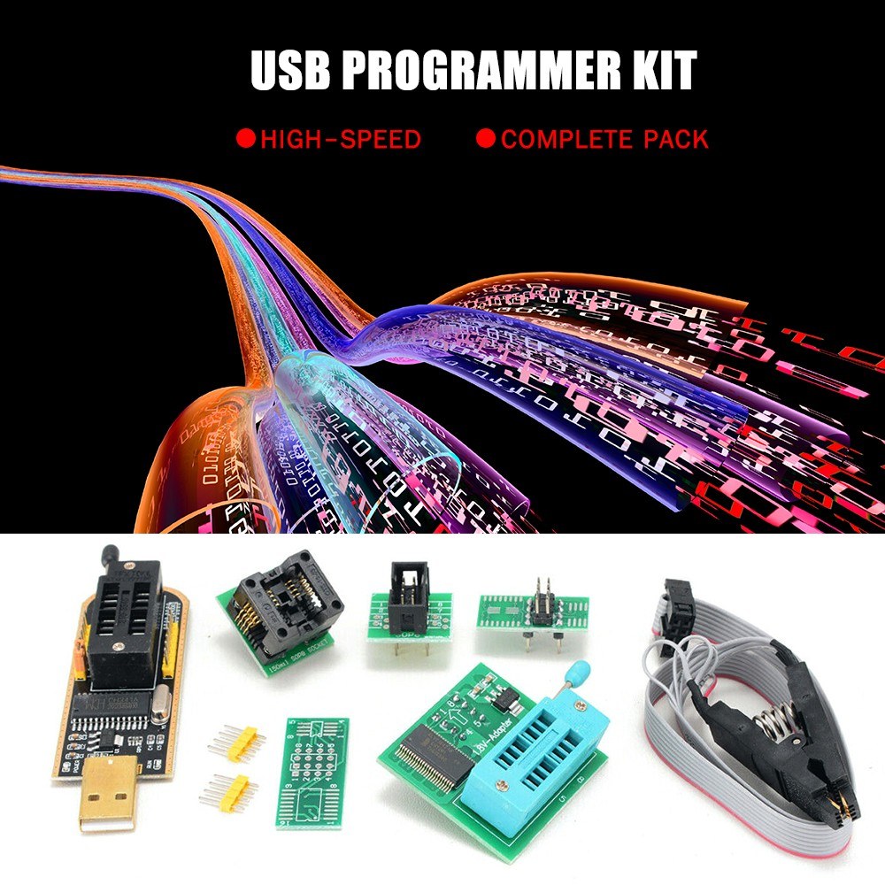 1 Set USB Programmer Kit with SOP8 Clip EEPROM Burner BIOS Flasher SPI Flash Programmer Kit with 1.8V Adapter and 150mil SOP8 Socket for 24/25 Series