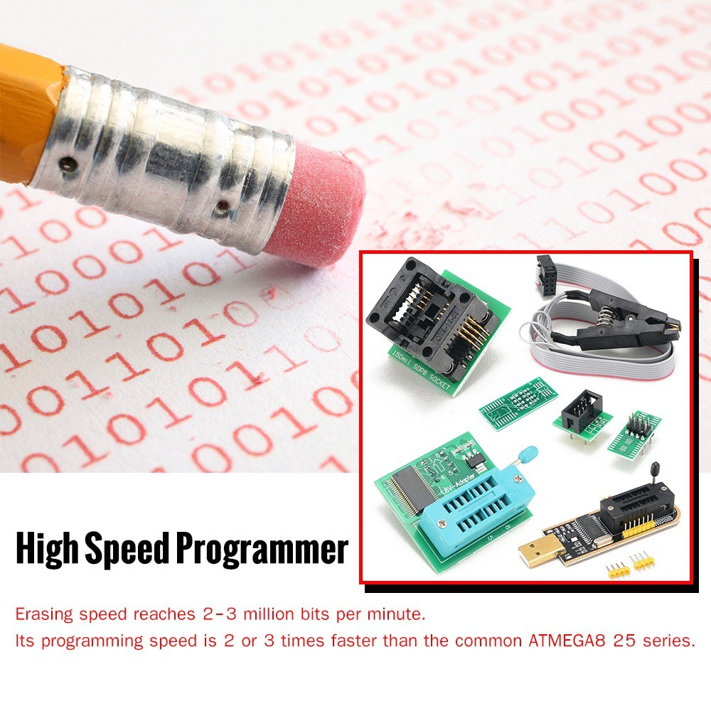 1 Set USB Programmer Kit with SOP8 Clip EEPROM Burner BIOS Flasher SPI Flash Programmer Kit with 1.8V Adapter and 150mil SOP8 Socket for 24/25 Series