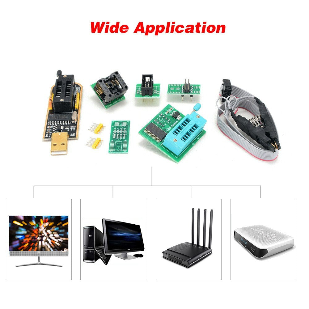1 Set USB Programmer Kit with SOP8 Clip EEPROM Burner BIOS Flasher SPI Flash Programmer Kit with 1.8V Adapter and 150mil SOP8 Socket for 24/25 Series
